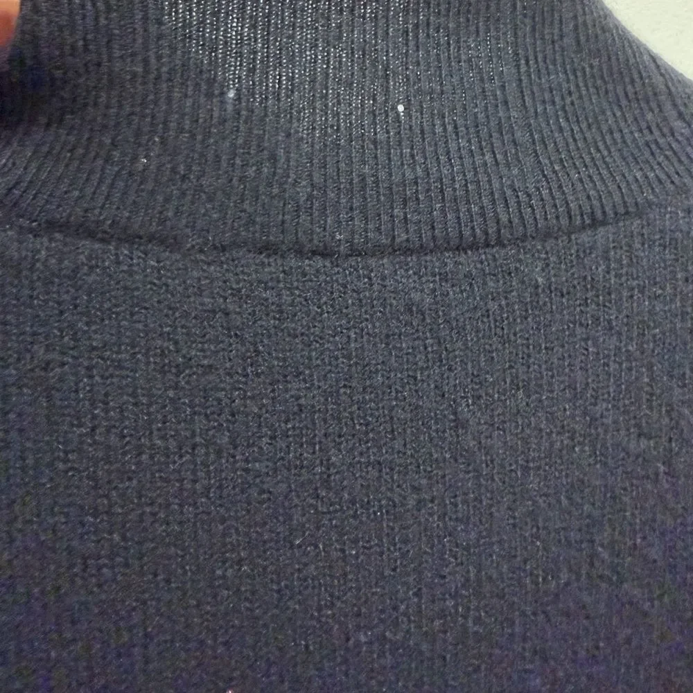 R13 Cashmere Sweater Long Sleeve Mock Neck Distressed Hem Black Size S